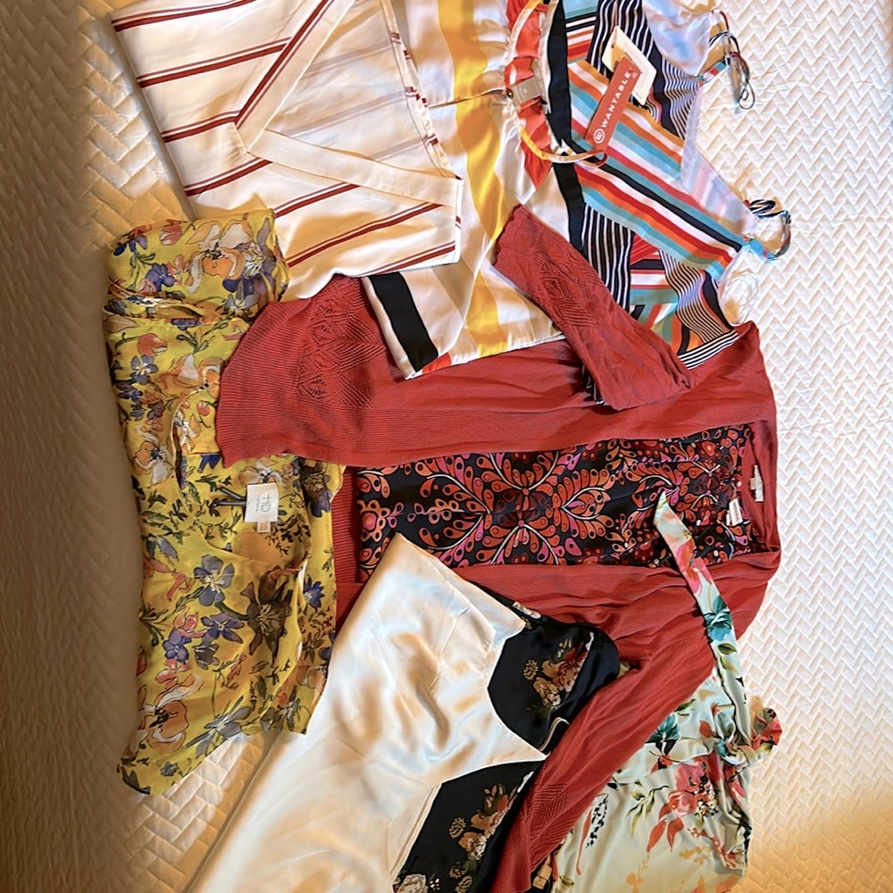 Closet Cleanout - 1 cardigan + 8 tops/camis